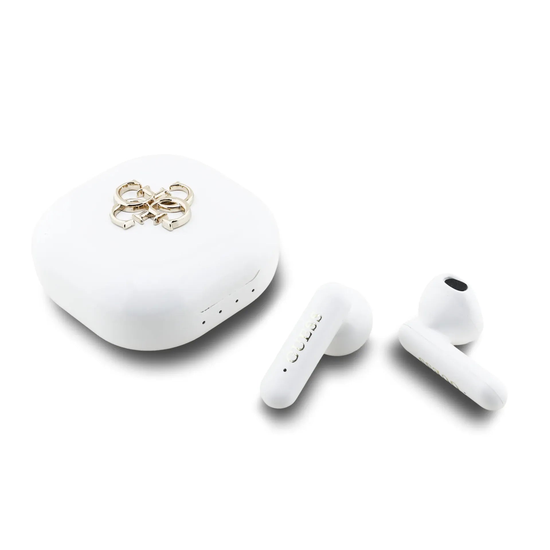 GUESS – Auriculares TWS Blancos con Logo 4G Dorado