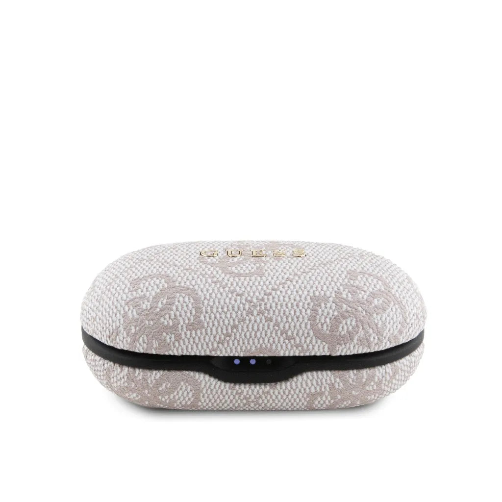 GUESS – Auriculares TWS ENC de Polipiel Rosa con Logo 4G Metalizado