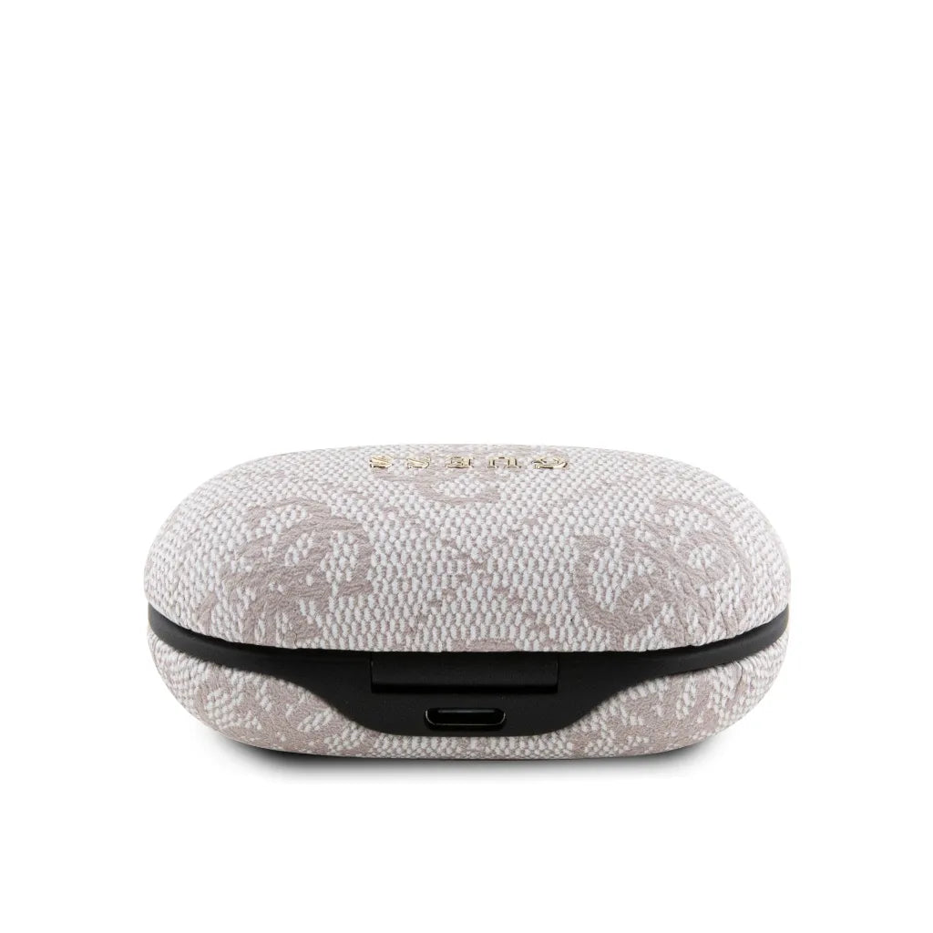 GUESS – Auriculares TWS ENC de Polipiel Rosa con Logo 4G Metalizado