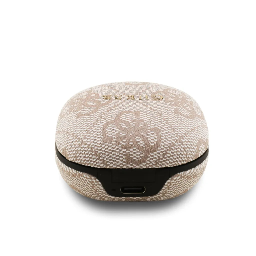 GUESS – Auriculares TWS ENC de Polipiel Rosa con Logo Clásico Metalizado