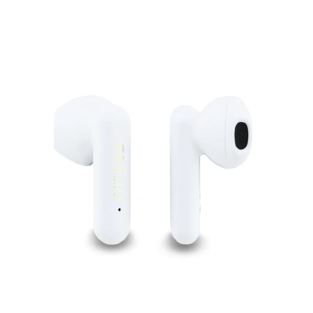 GUESS – Auriculares TWS Blancos con Logo 4G Dorado