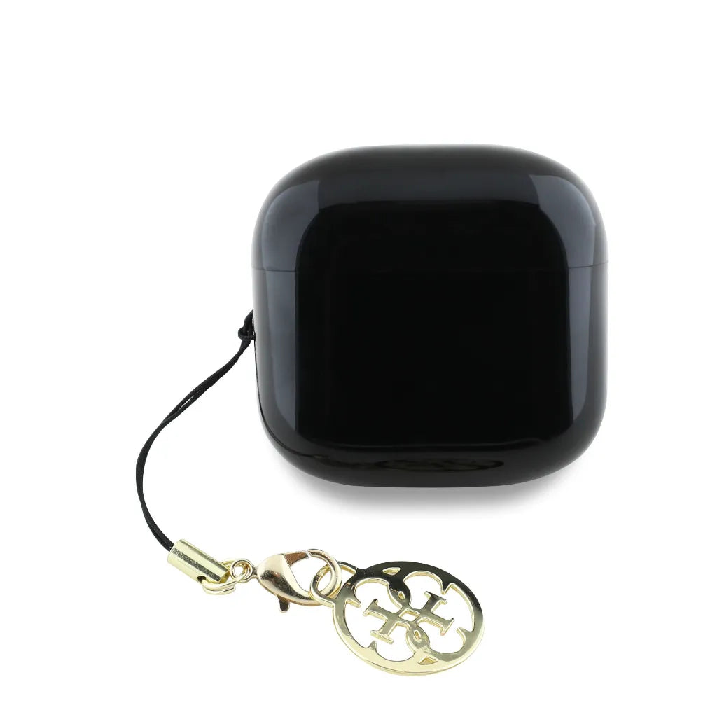 GUESS – Auriculares TWS Brillo Negro con Logo Clásico y Charm Colgante
