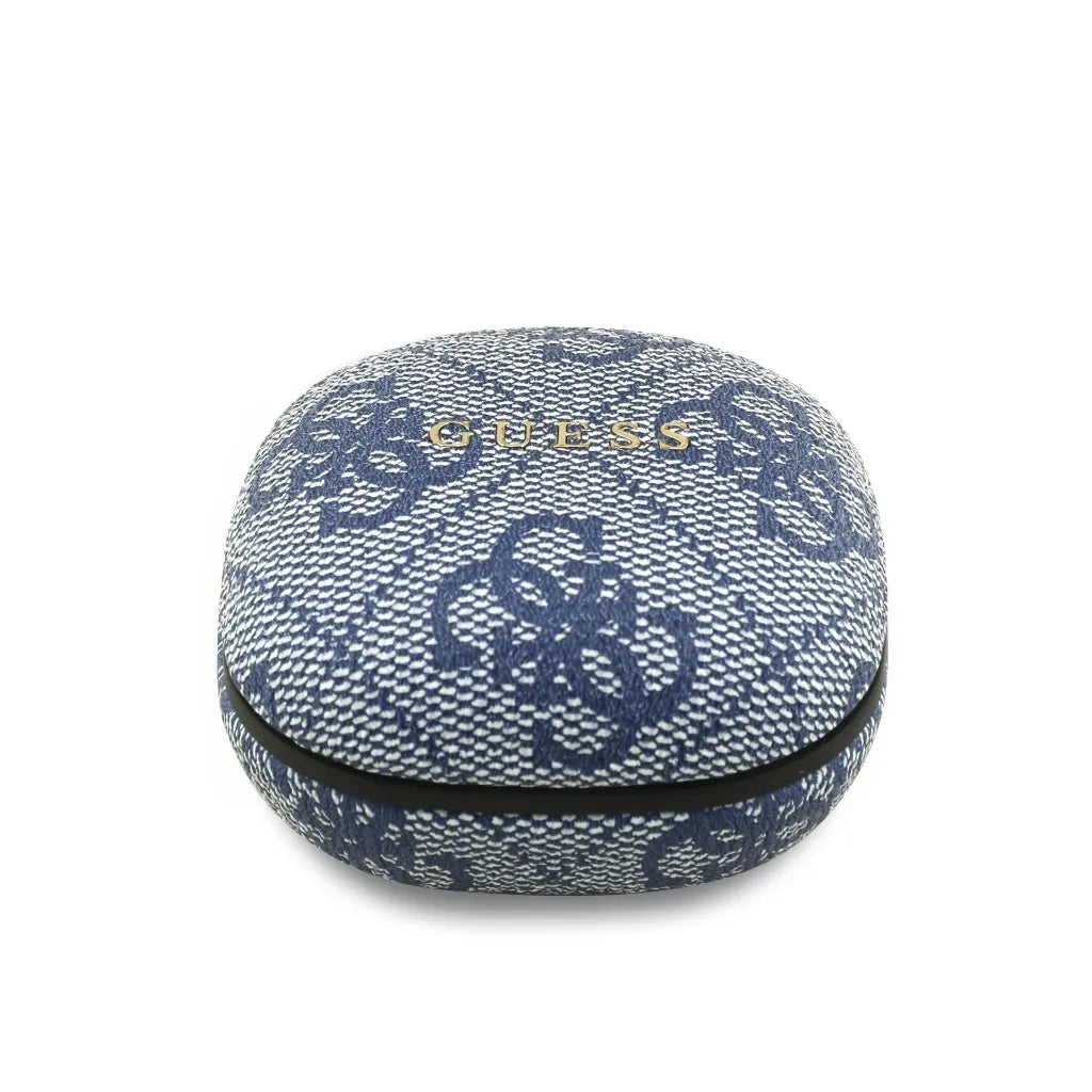 GUESS – Auriculares TWS ENC de Polipiel Azul con Logo Clásico Metalizado