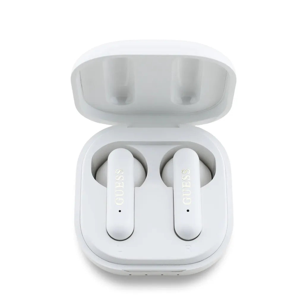 GUESS – Auriculares TWS Blancos con Logo 4G Dorado