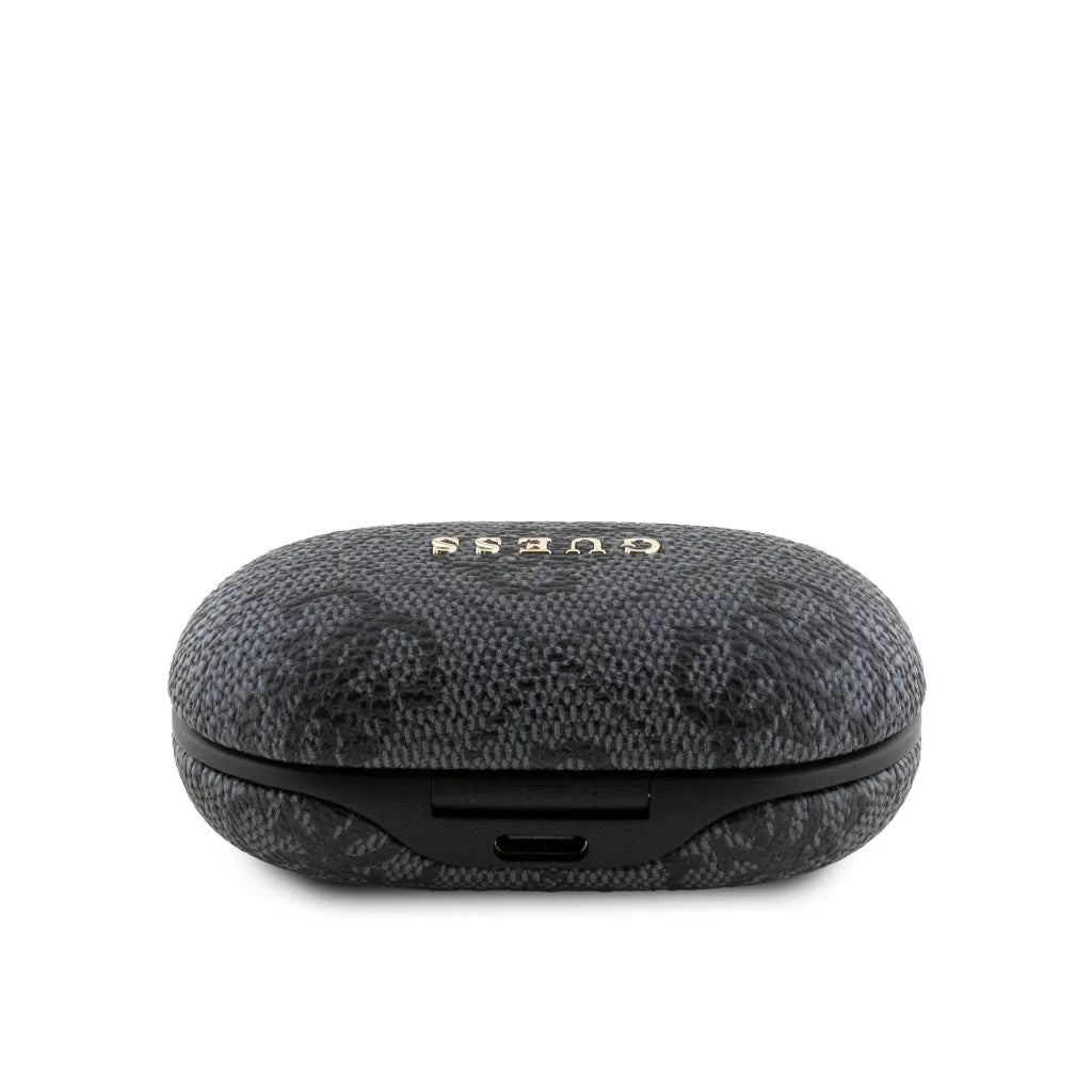 GUESS – Auriculares TWS ENC de Polipiel Negro con Logo 4G Metalizado