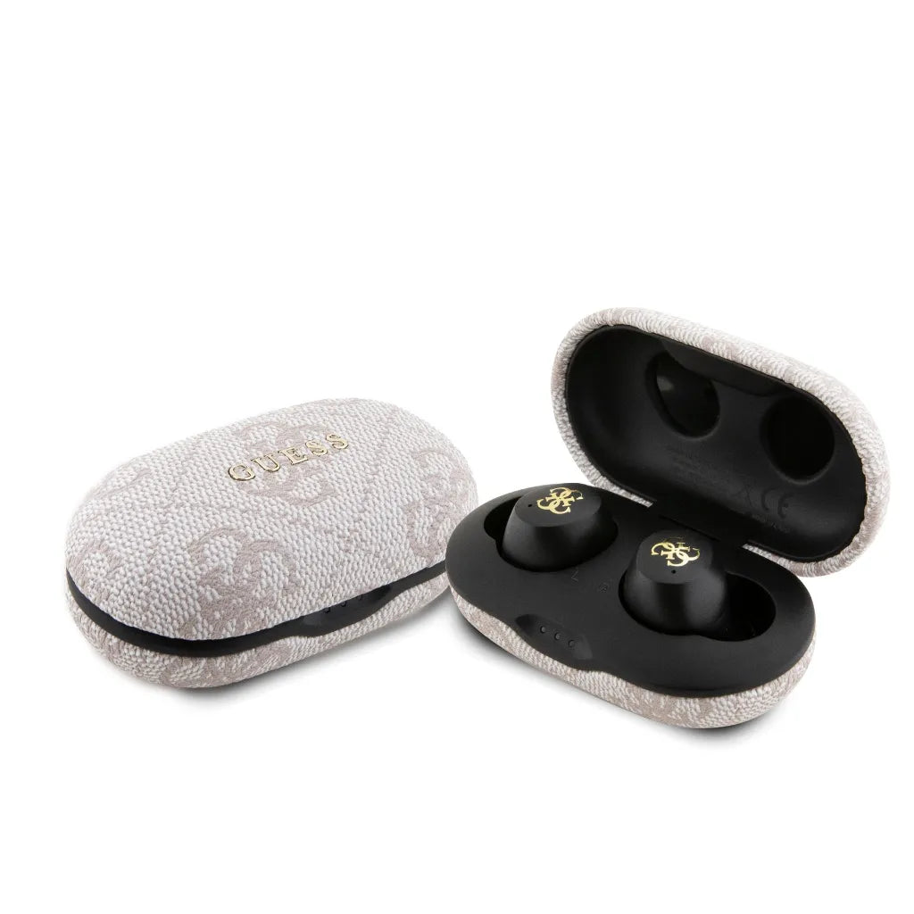 GUESS – Auriculares TWS ENC de Polipiel Rosa con Logo 4G Metalizado