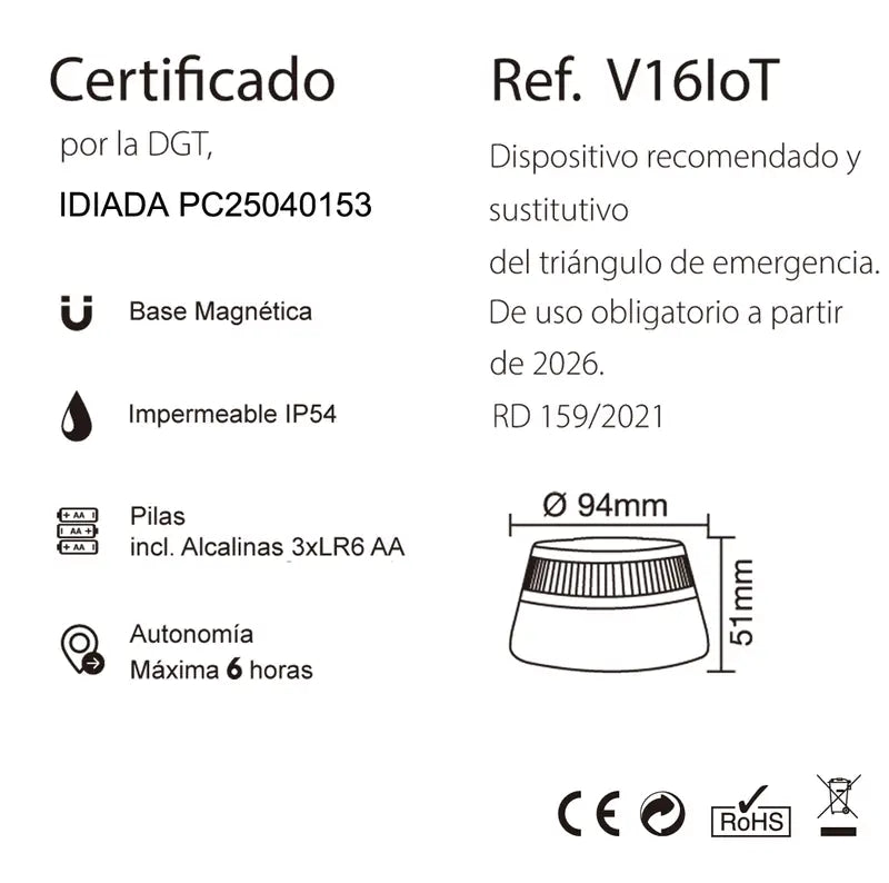 Luz de emergencia V16 Geolocalizada