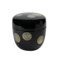 Natsume Negro con Motivos Dorados — Tarro de Laca para Matcha